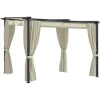 vidaXL Pavillon mit Vorhängen 3 x 3 m Creme Stahl
