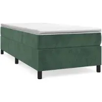 vidaXL Boxspringbett mit Matratze Dunkelgrün 90x200 cm Samt
