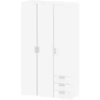 Ebuy24 Spell Kleiderschrank 3 Türen, 3 Schubladen weiss.