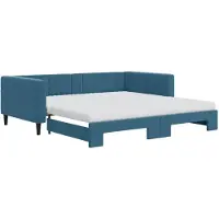 vidaXL Tagesbett Ausziehbar mit Matratzen Blau 100x200 cm Samt