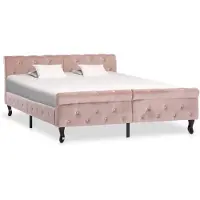 vidaXL Bettgestell Rosa Samt 140x200 cm