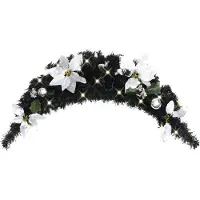 vidaXL Weihnachts-Türbogen mit LED-Lichtern Schwarz 90 cm PVC