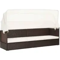 vidaXL Gartensofa mit Sonnendach Poly Rattan Braun