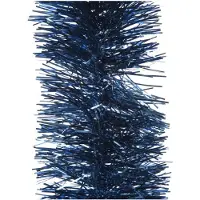 Décoris 3 Stück! Girlande lametta glänzend d10 cm und h270 cm mitternachtsblau Weihnachten (blauw)