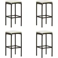 vidaXL Barhocker mit Kissen 4 Stk. Braun Poly Rattan