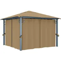 vidaXL Pavillon mit Vorhang 300x300 cm Taupe Aluminium