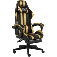 vidaXL Gaming-Stuhl mit Fußstütze Schwarz und Golden Kunstleder