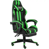 vidaXL Gaming-Stuhl mit Fußstütze Schwarz und Grün Kunstleder