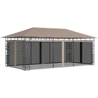 vidaXL Pavillon mit Moskitonetz 6x3x2,73 m Taupe 180 g/m²