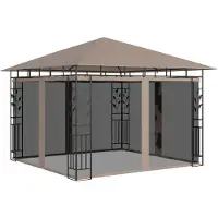 vidaXL Pavillon mit Moskitonetz 3x3x2,73 m Taupe 180 g/m²