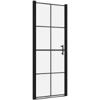 vidaXL Duschtür Hartglas 91x195 cm Schwarz
