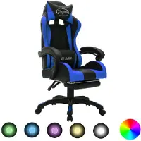 vidaXL Gaming-Stuhl mit RGB LED-Leuchten Blau und Schwarz Kunstleder