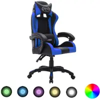 vidaXL Gaming-Stuhl mit RGB LED-Leuchten Blau und Schwarz Kunstleder