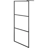 vidaXL Duschwand für Begehbare Duschen ESG-Klarglas Schwarz 90x195 cm