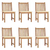 vidaXL Gartenstühle 6 Stk. mit Kissen Massivholz Teak