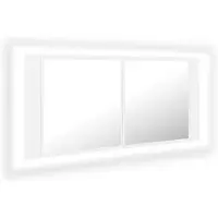 vidaXL LED-Bad-Spiegelschrank Weiß 100x12x45 cm Acryl