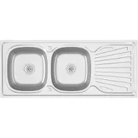 vidaXL Doppelspüle Silbern 1200x500x155 mm Edelstahl