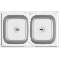 vidaXL Doppelspüle Silbern 800x500x155 mm Edelstahl