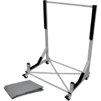 ECD-Germany Hardtopständer Silber, mit 4 feststellbaren Rollen & Bezug, pulverbeschichteter Stahl, Aufbewahrung Trolley für Hardtop & Schutzhaube