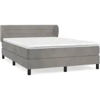 vidaXL Boxspringbett mit Matratze Hellgrau 140x190 cm Samt