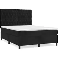 vidaXL Boxspringbett mit Matratze Schwarz 140x190 cm Samt