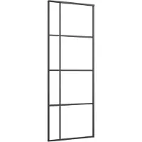 vidaXL Schiebetür ESG-Glas und Aluminium mattiert 90x205 cm Schwarz