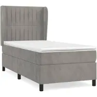 vidaXL Boxspringbett mit Matratze Hellgrau 100x200 cm Samt
