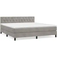 vidaXL Boxspringbett mit Matratze Hellgrau 160x200 cm Samt