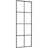 vidaXL Schiebetür Schwarz 76x205 cm ESG Glas und Aluminium