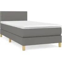 vidaXL Boxspringbett mit Matratze Dunkelgrau 100x200 cm Stoff