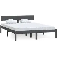 vidaXL Massivholzbett Grau Kiefer 200x200 cm