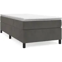 vidaXL Boxspringbett mit Matratze Dunkelgrau 80x200 cm Samt