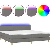 vidaXL Boxspringbett mit Matratze & LED Dunkelgrau 200x200 cm Stoff