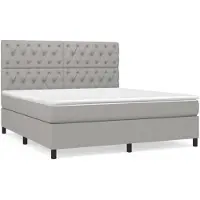 vidaXL Boxspringbett mit Matratze Hellgrau 160x200 cm Stoff