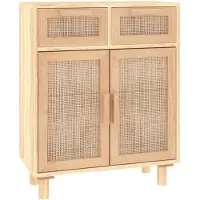 vidaXL Sideboard Braun 60x30x75 cm Massivholz Kiefer und Natur-Rattan