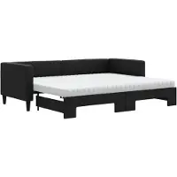 vidaXL Tagesbett Ausziehbar mit Matratzen Schwarz 80x200 cm Stoff