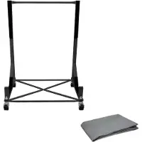 ECD-Germany Hardtopständer Schwarz, mit 4 feststellbaren Rollen & Bezug, pulverbeschichteter Stahl, Aufbewahrung Trolley für Hardtop & Schutzhaube