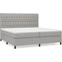 vidaXL Boxspringbett mit Matratze Hellgrau 200x200 cm Stoff
