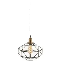 Steinhauer Pendelleuchte Pimpernel 1-flammig Gebürstete Bronze / Transparentes Glas 29x29cm