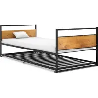 vidaXL Ausziehbett Schwarz Metall 90x200 cm