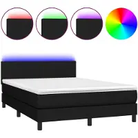 vidaXL Boxspringbett mit Matratze & LED Schwarz 140x200 cm Stoff