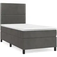 vidaXL Boxspringbett mit Matratze Dunkelgrau 90x190 cm Samt