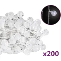 vidaXL Lichterkette Kugeln 20 m 200 LED Kaltweiß 8 Funktionen