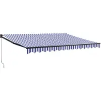 vidaXL Markise Einziehbar Blau und Weiß 4x3 m Stoff und Aluminium