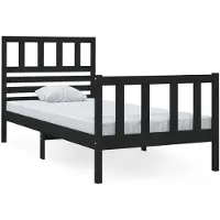 vidaXL Massivholzbett Schwarz 75x190 cm