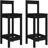 vidaXL Barstühle 2 Stk. Schwarz 40x41,5x112 cm Massivholz Kiefer