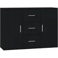 vidaXL Sideboard Schwarz 91x29,5x65 cm Holzwerkstoff
