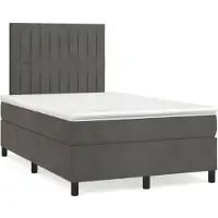 vidaXL Boxspringbett mit Matratze Dunkelgrau 120x200 cm Samt