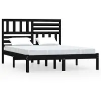 vidaXL Massivholzbett Schwarz Kiefer 140x190 cm