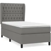 vidaXL Boxspringbett mit Matratze Dunkelgrau 90x200 cm Stoff